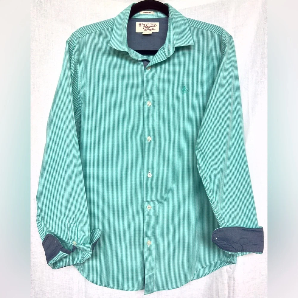 Original Penguin by Munsingwear Plaid Long Sleeve Men’s Dress Shirt, Small - Picture 4 of 8